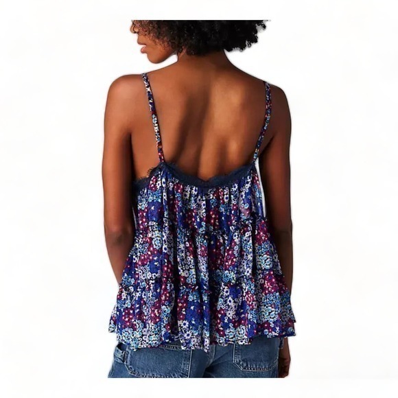 Free People Merrie's Garden Top Dark Teal Combo Small NWOT - Picture 3 of 10